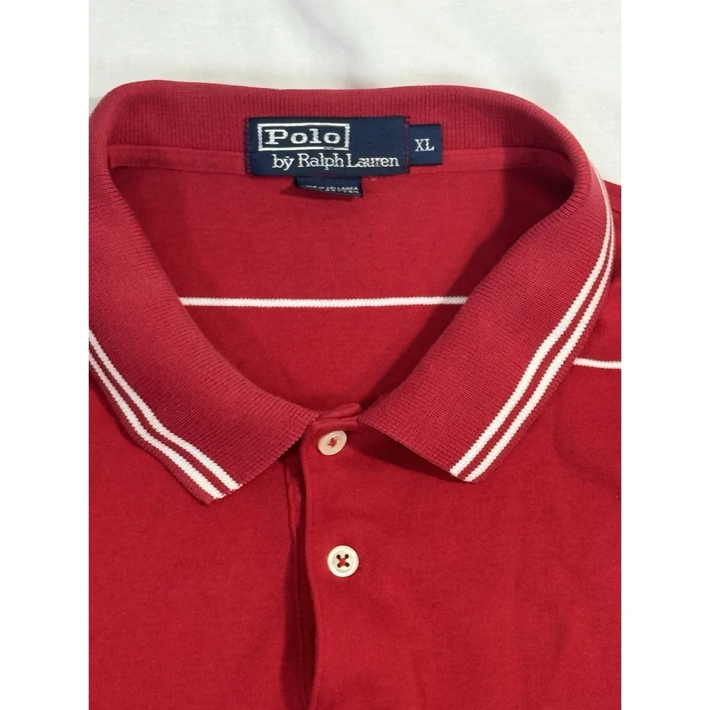 Polo by‎ Ralph Lauren men's XL red And White Striped short sleeved Polo